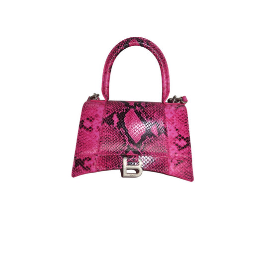 Balenciaga Calfskin Python Effect Small Hourglass Top Handle Bag