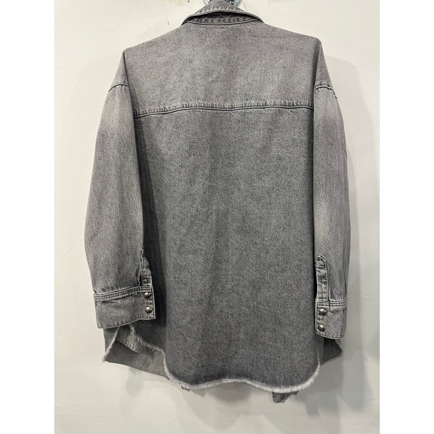 Iro Paris Cotton Denim Collared Long-Sleeve Frayed-Edge Shirt