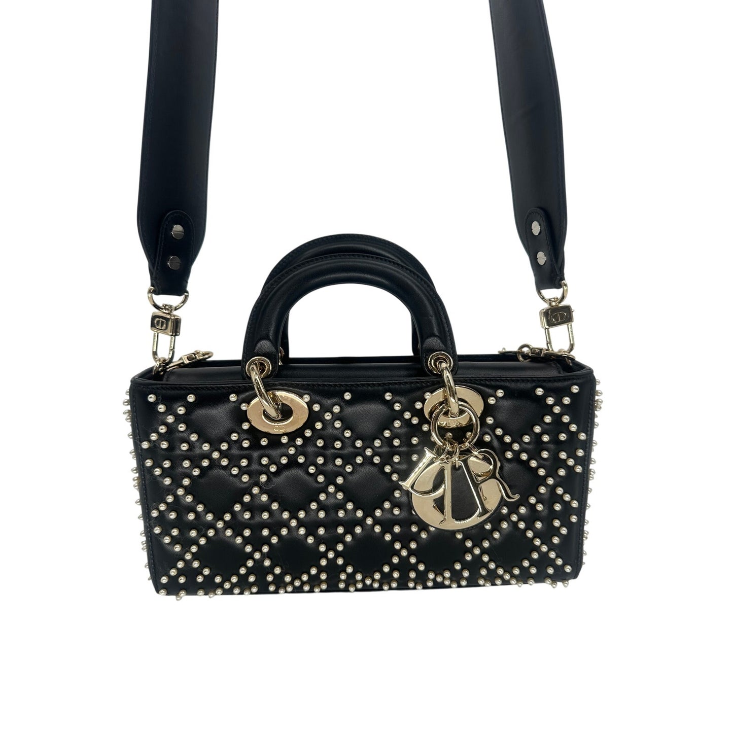 Christian Dior Leather Pearl Studded Lady D-Joy Crossbody Bag