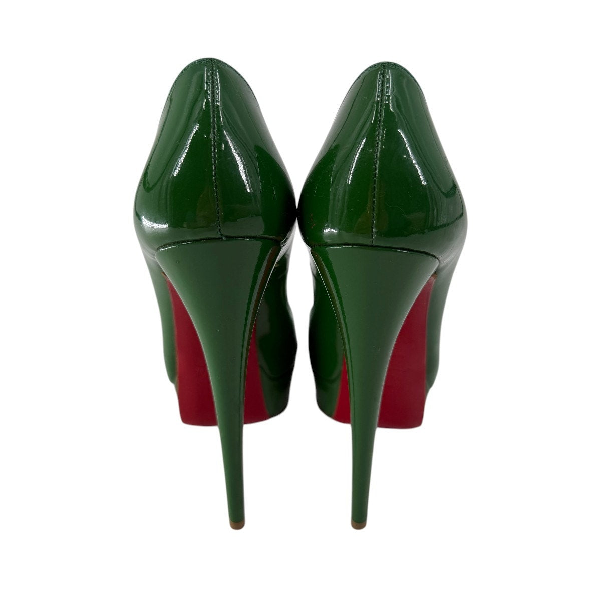 Christian Louboutin Patent Leather Lady Peep Platform Pumps Green Size 37.5