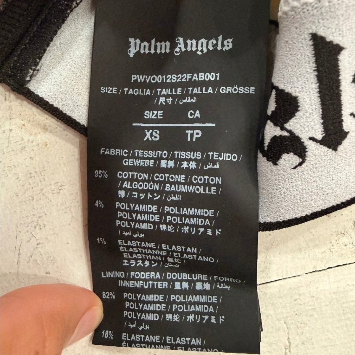 Palm Angels Cotton Blend Logo Print Crinkled Jersey Crop Top Cream Women's XS