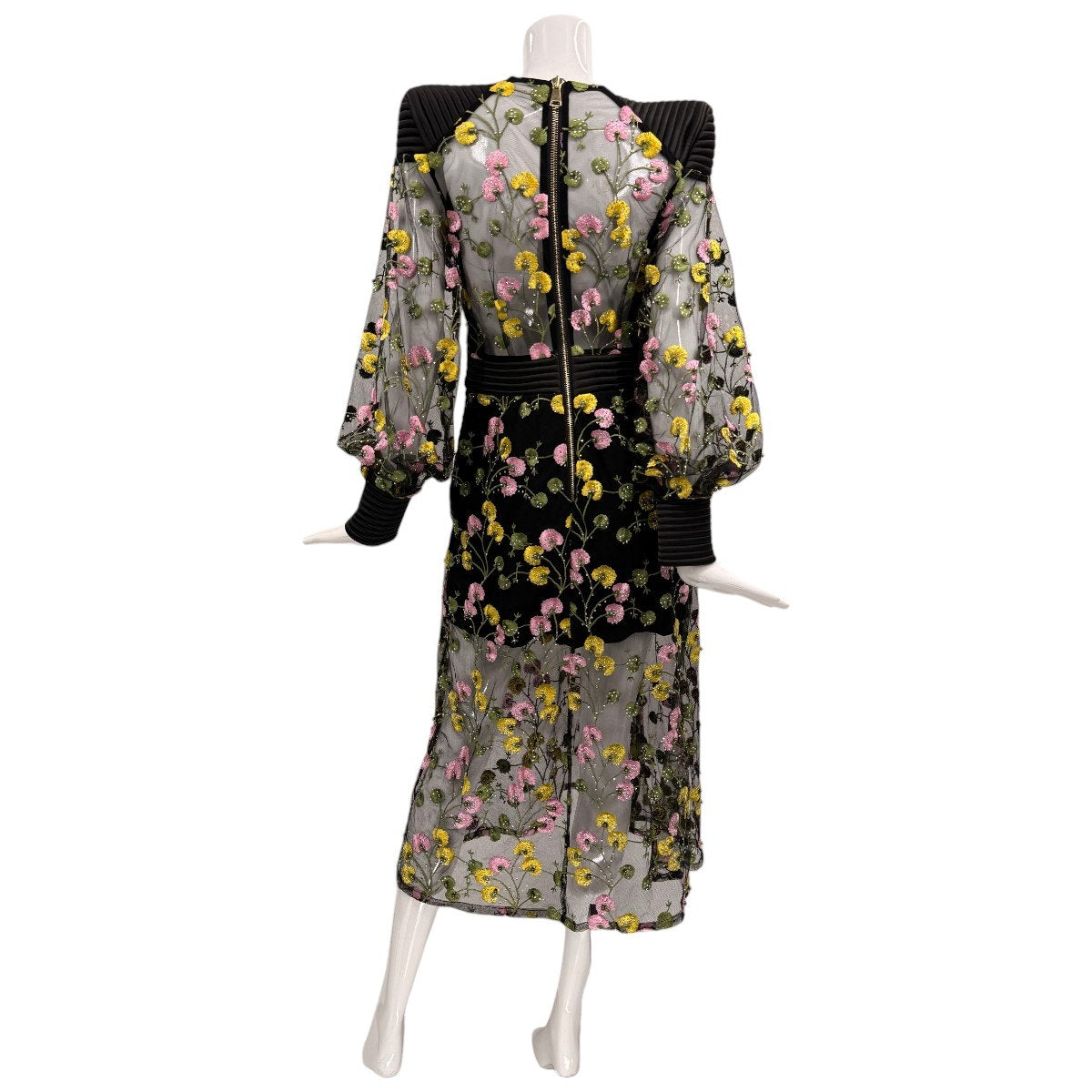 Zhivago Mesh Lace Trim White Rabbit Floral Midi Dress
