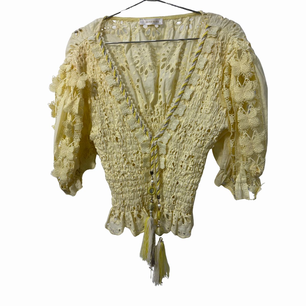 Laurie & Joe Broderie Anglaise Smocked Tassel 2 Piece Set Outfit