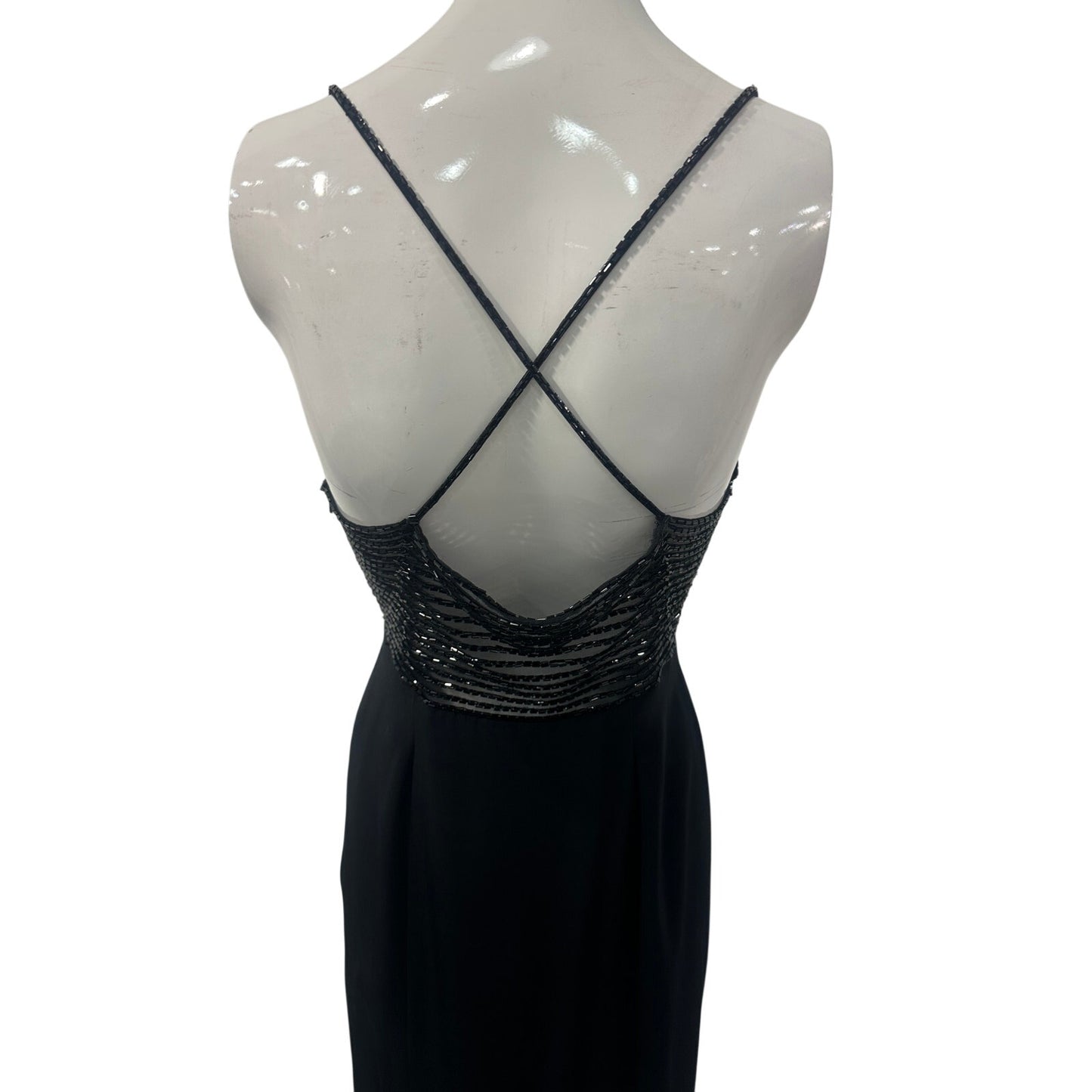 Niteline by Della Roufogali Black Beaded Strappy Formal Maxi Dress
