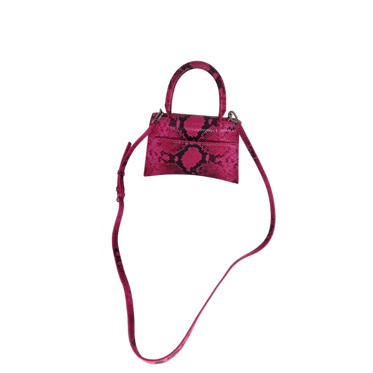 Balenciaga Calfskin Python Effect Small Hourglass Top Handle Bag