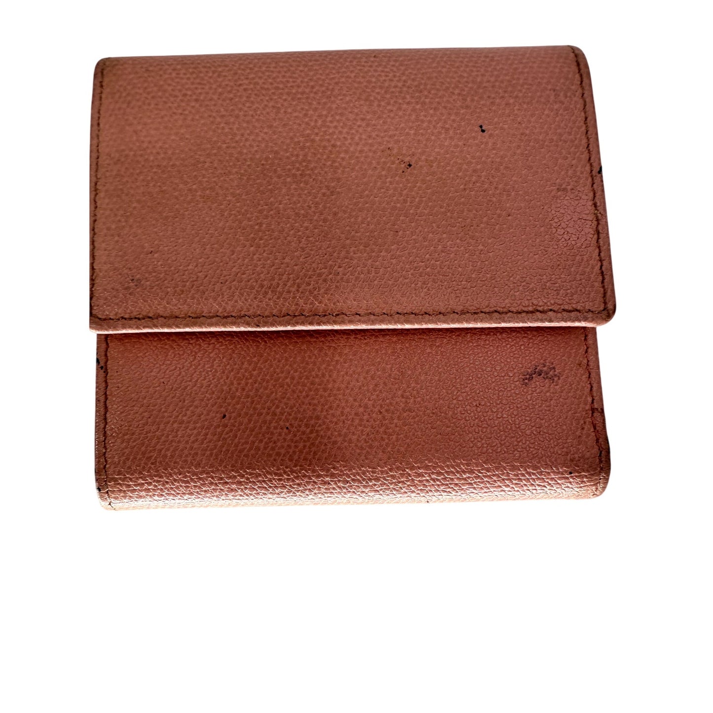 Chanel Blush Pink CC Logo Grained Calfskin Vintage Trifold Women Compact Wallet
