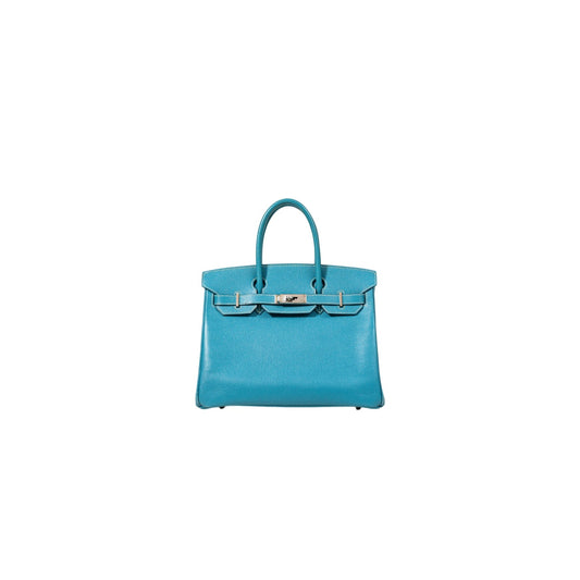 HERMES BIRKIN Epsom Leather PHW Blue Jean Size 30