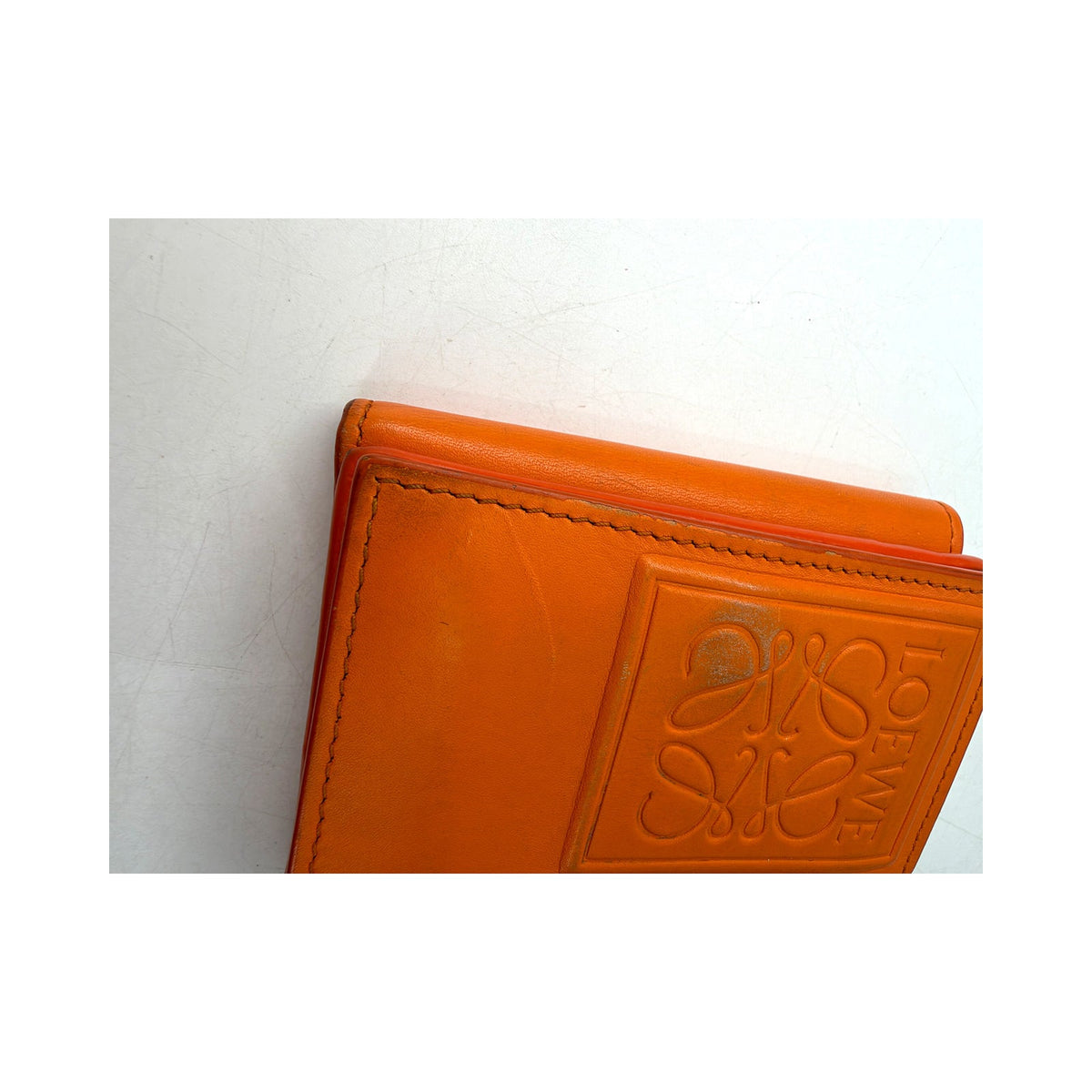 Loewe Anagram Embossed Leather Compact Wallet Orange