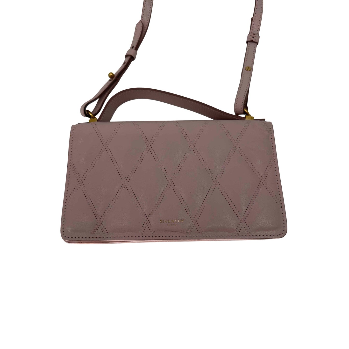 Givenchy Leather Quilted GV3 Strap Wallet Crossbody Bag