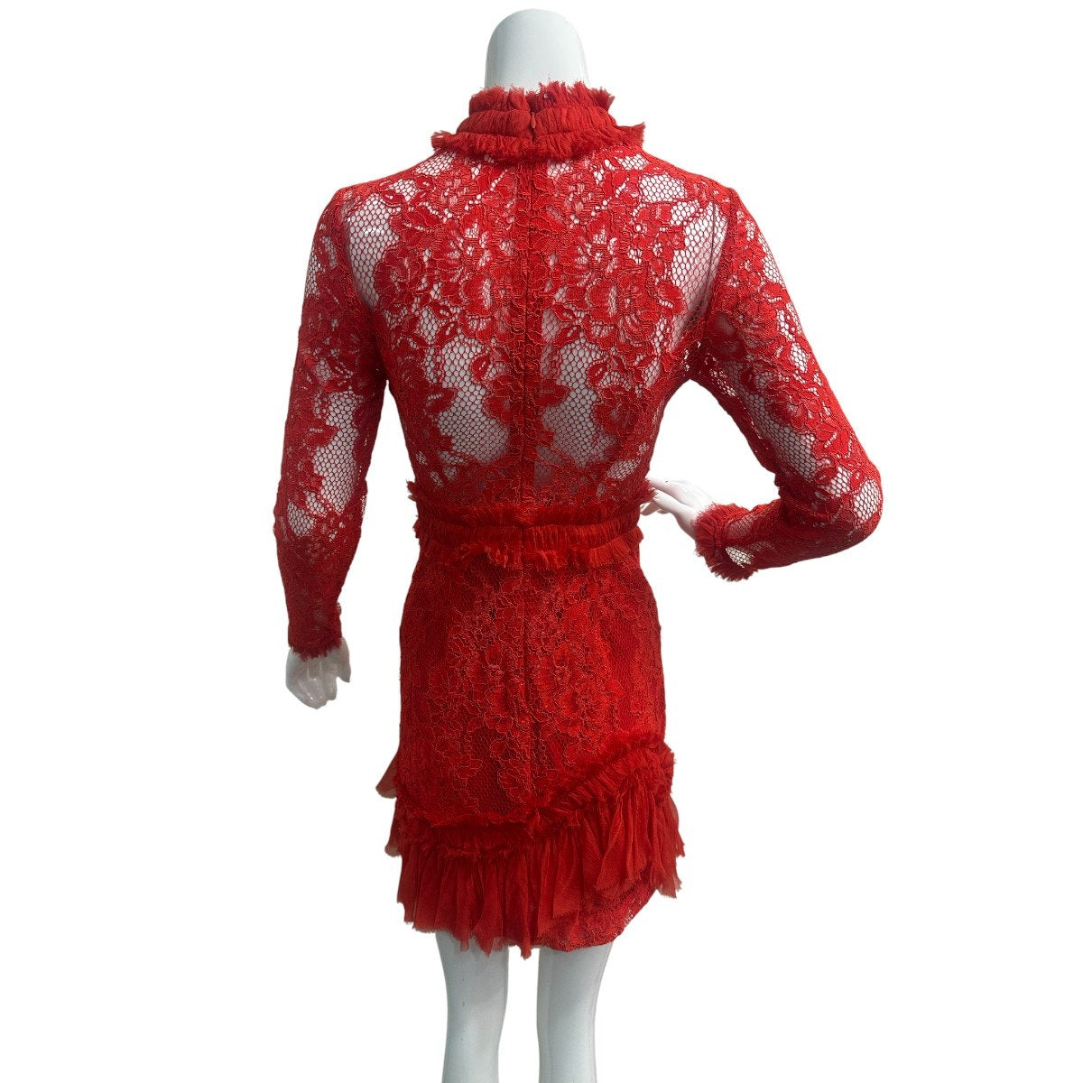 Alexis Lace Ruffle Accent Long Sleeve Mini Dress