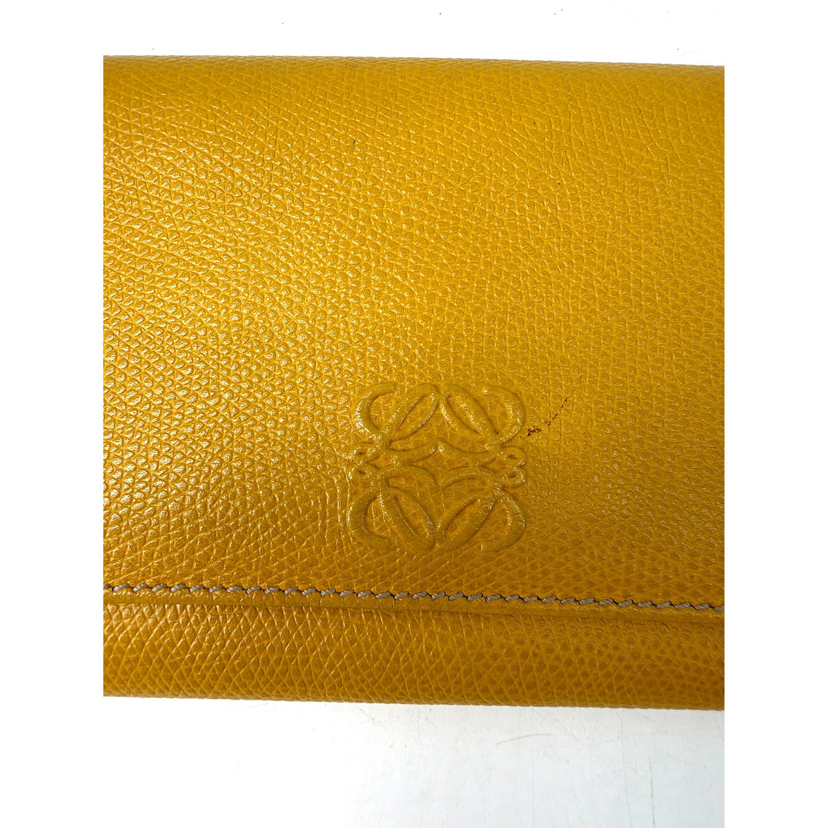 Loewe Anagram Grained Leather Long Flap Wallet Mustard Yellow