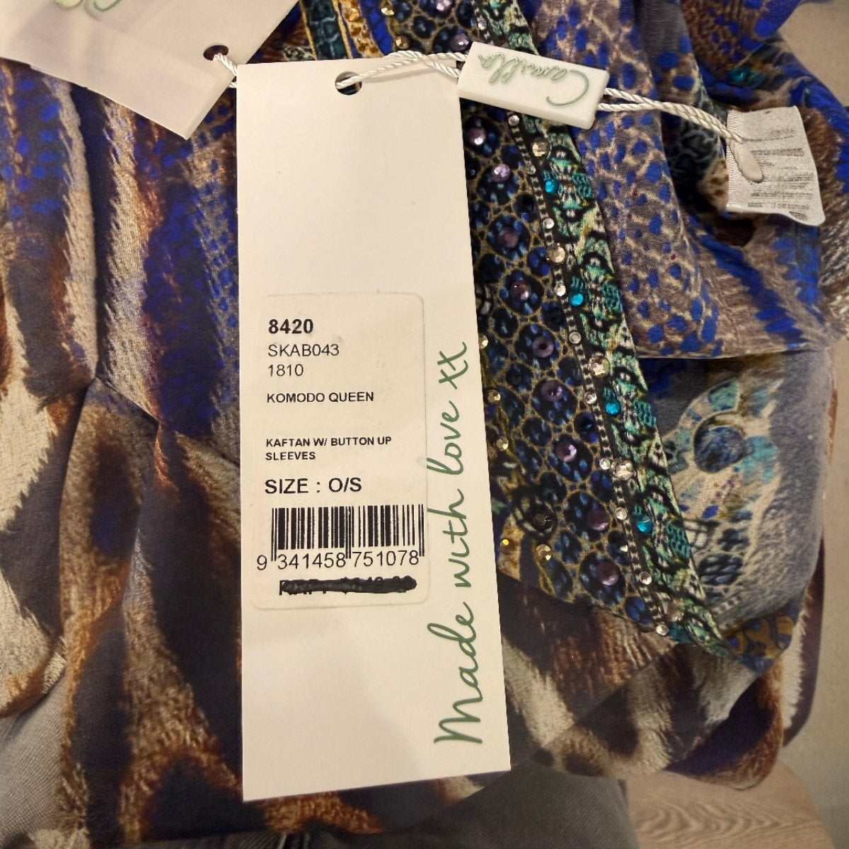 Camilla Silk Animal Print V-Neck Short Kaftan Dress