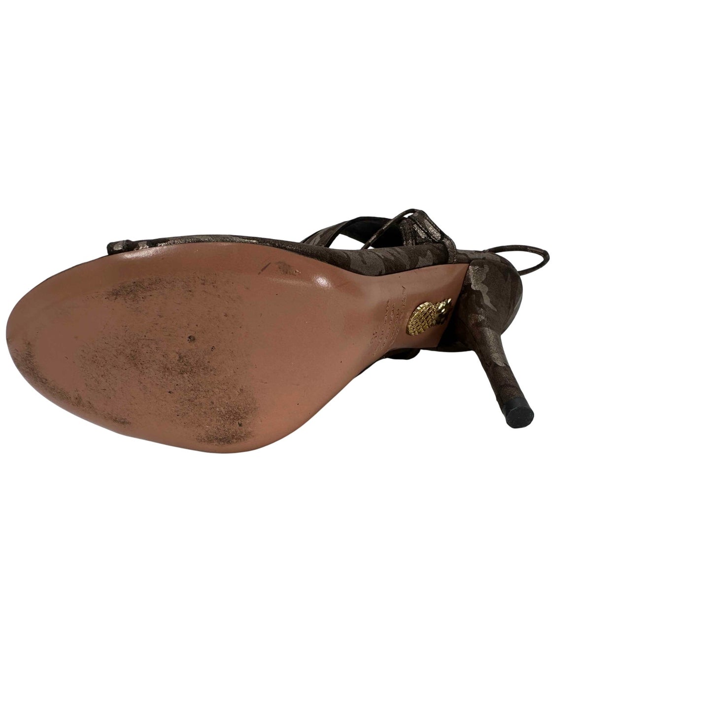 Aquazzura Suede Metallic Camo 105 Sexy Thing Heels Sandals