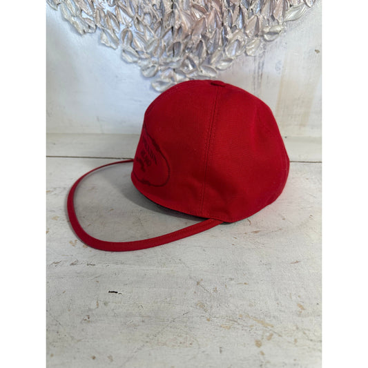 Prada Logo Crest Embroidered Baseball Cap with Clear PVC Brim