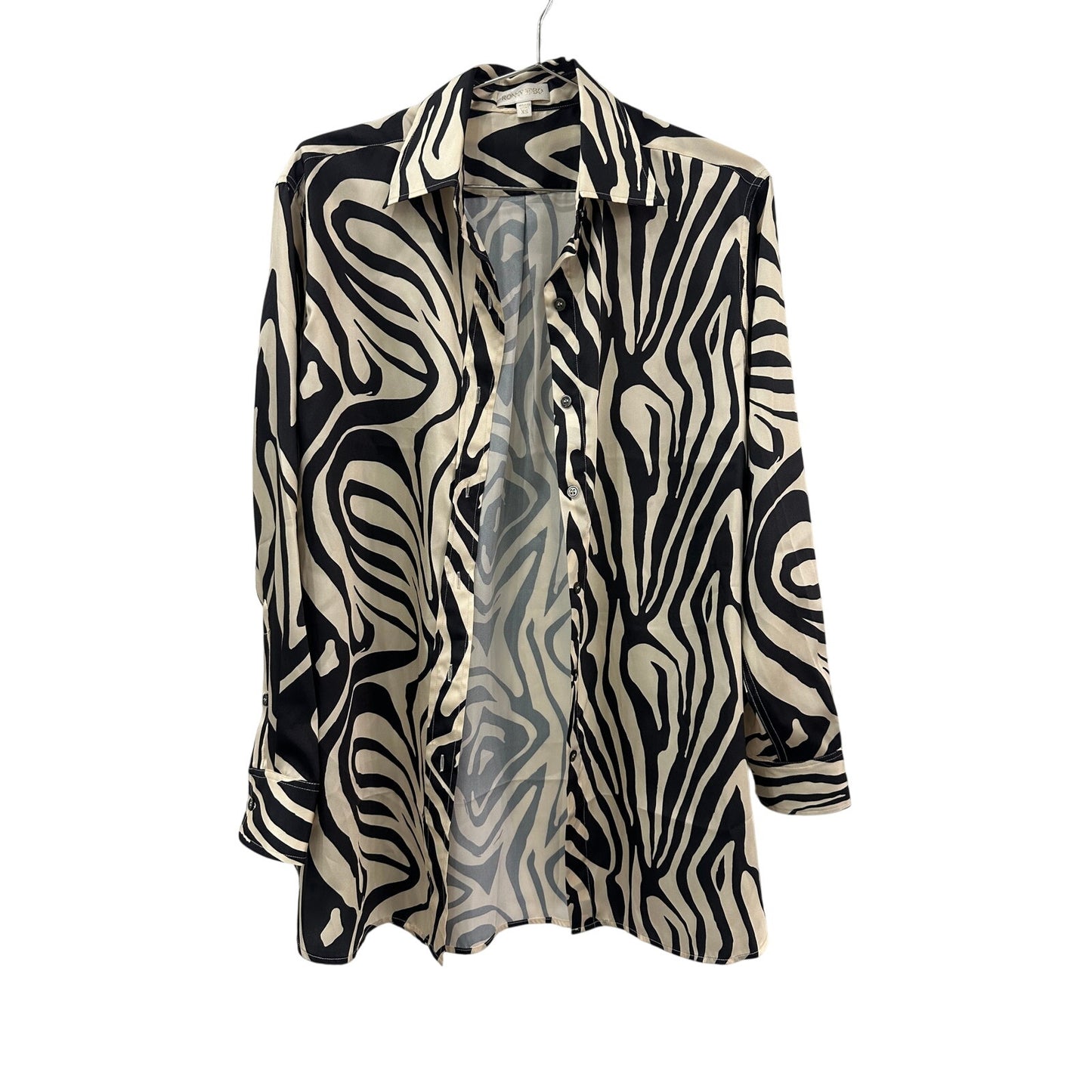 Ronny Kobo Rico Zebra Print Button Front Shirt Blouse