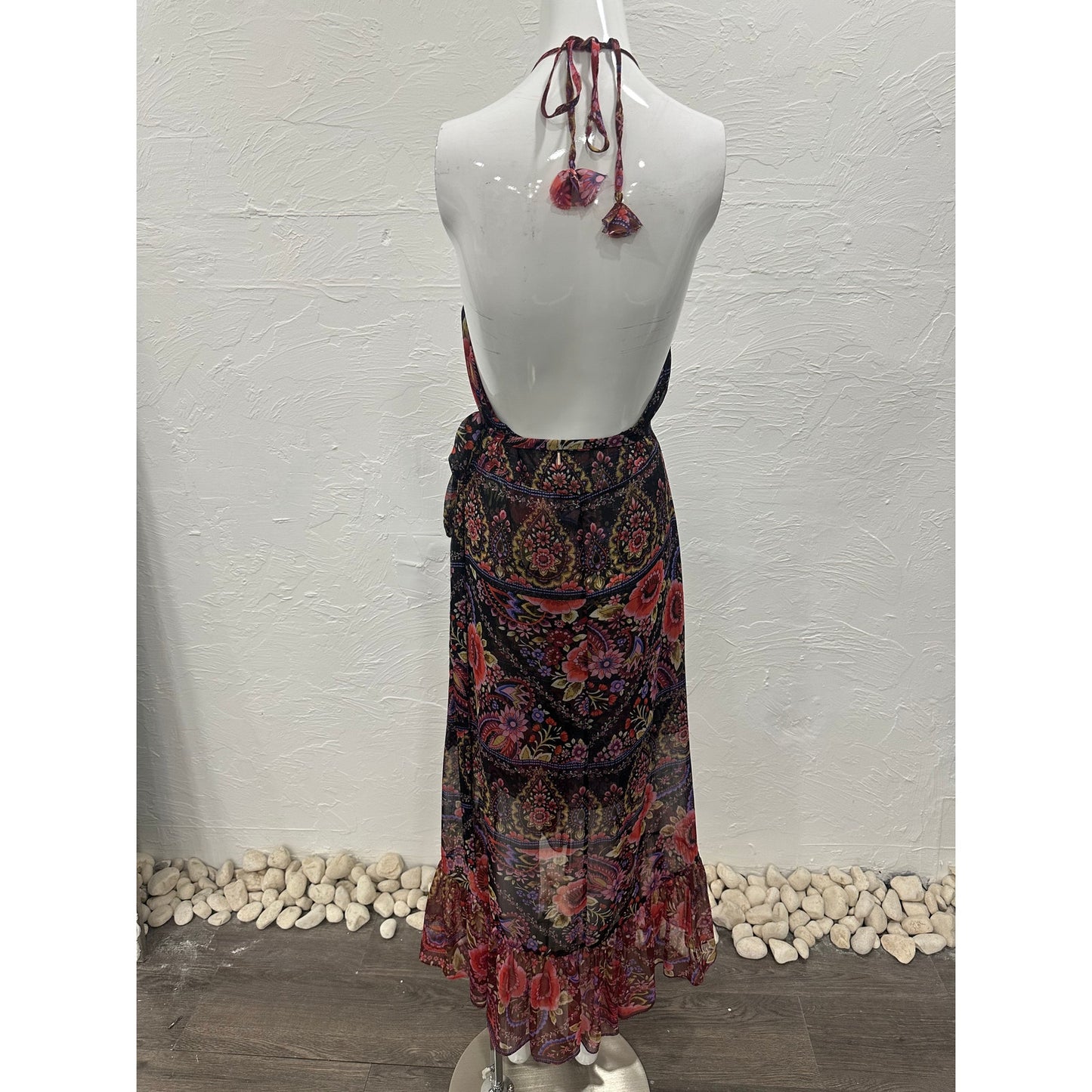 Misa Los Angeles Cotton Paisley Print Ruffle Melany Wrap Midi Dress