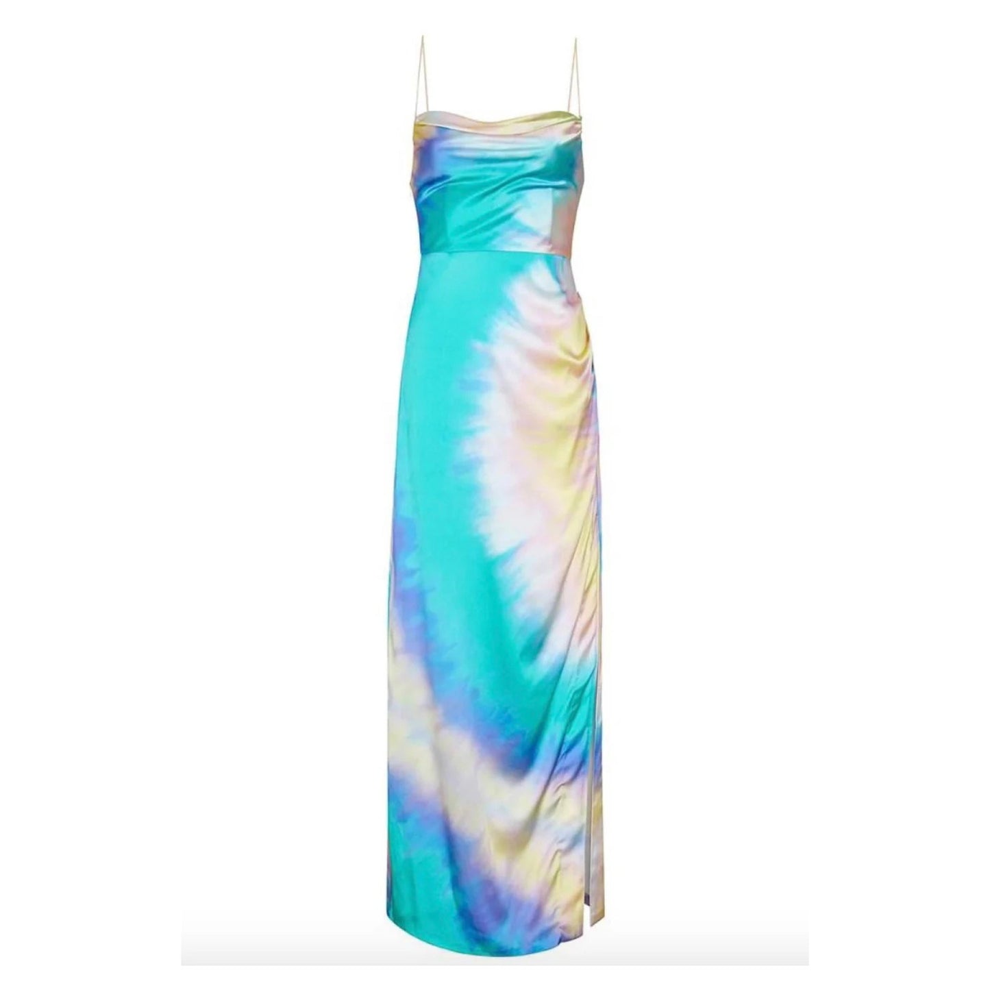 Retrofête Silk Marlene Tie Dye Cowl Neck Maxi Dress