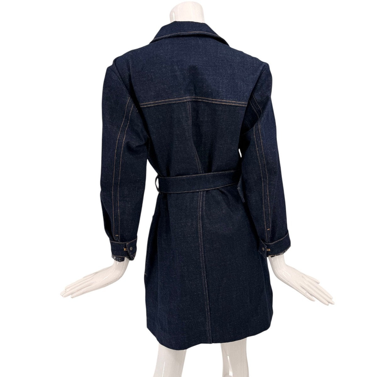 Christian Dior Cotton Denim Button Up Belted Trench Coat