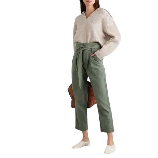 Citizens of Humanity Green Noelle Cotton Belted Cargo Crop Pants Women's