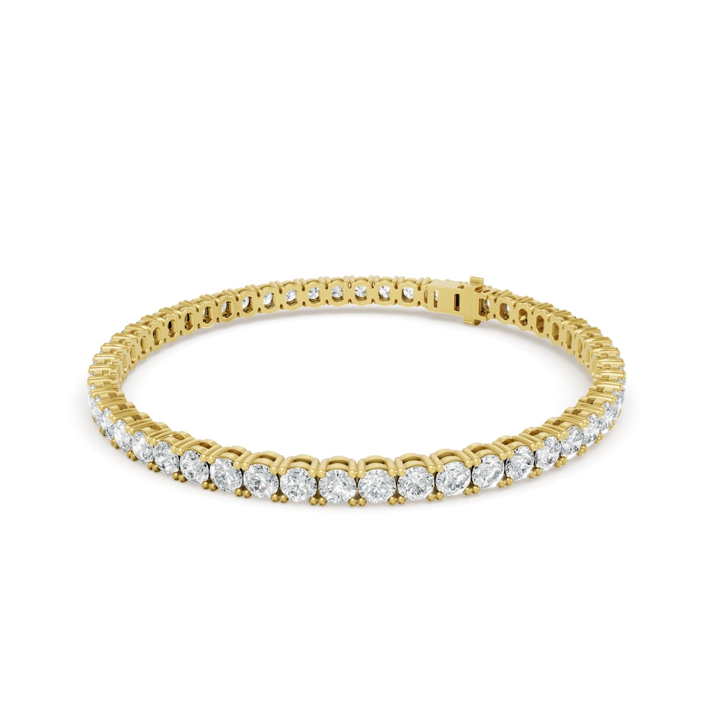 6.96 ctw Diamond 4P Classic 14K Yellow Gold Tennis Bracelet