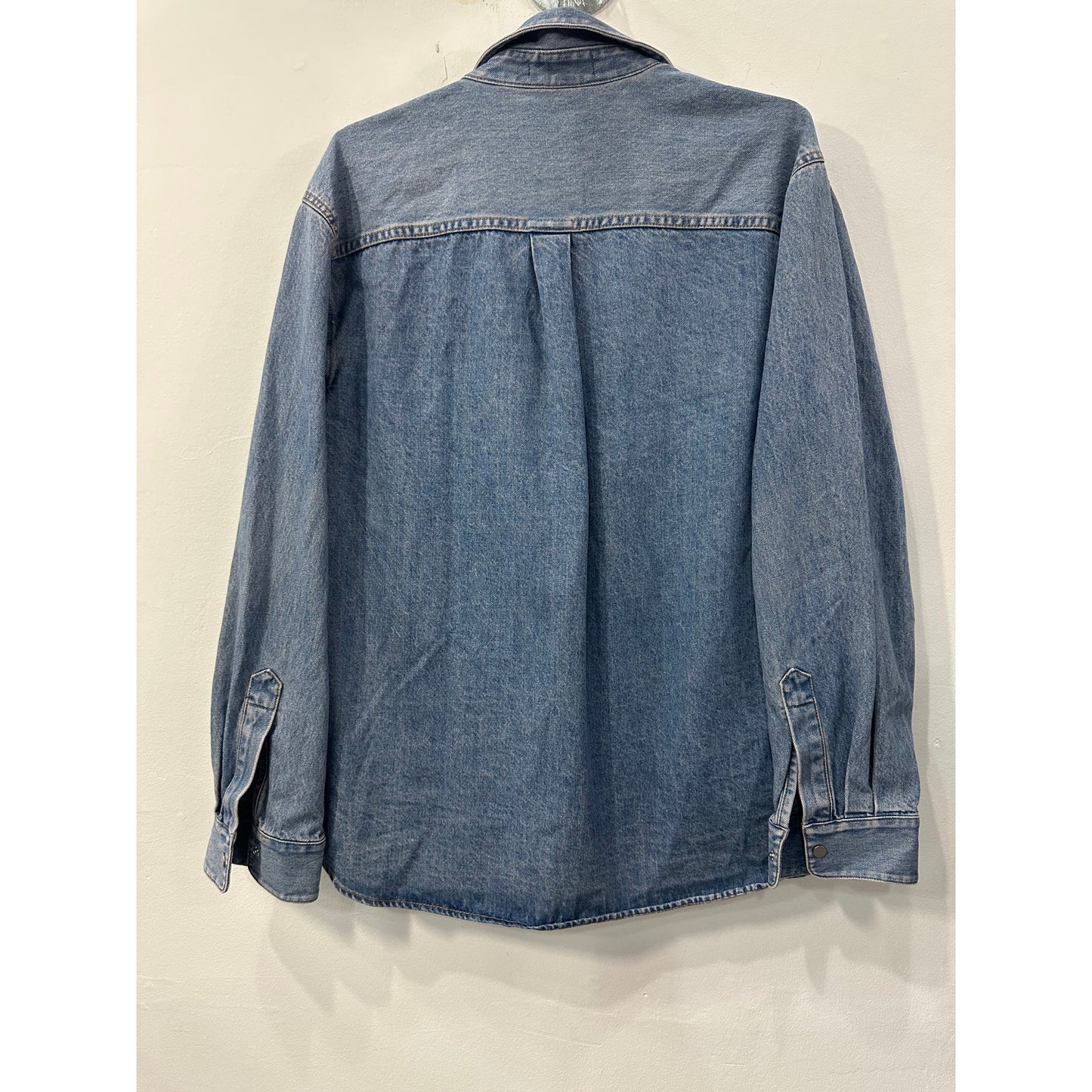 Helmut Lang Cotton Denim Logo Long-Sleeve Collared Shirt