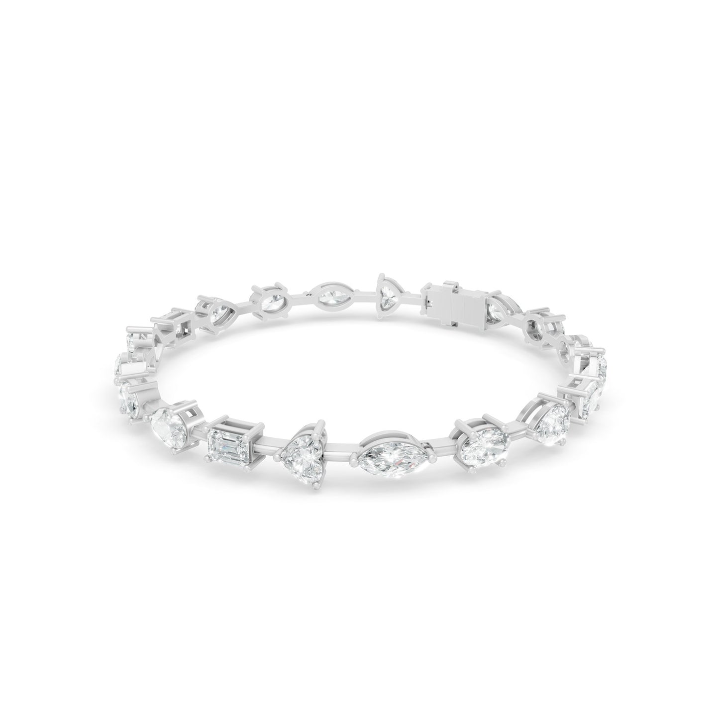 7.41 ctw Diamond Multishape Braclate 14K White Gold Tennis Bracelet