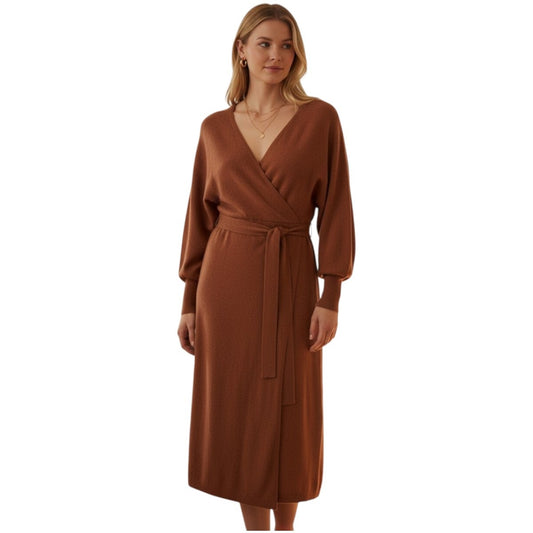 Lafayette 148 Cashmere Blend Dolman Sleeve Wrap Dress