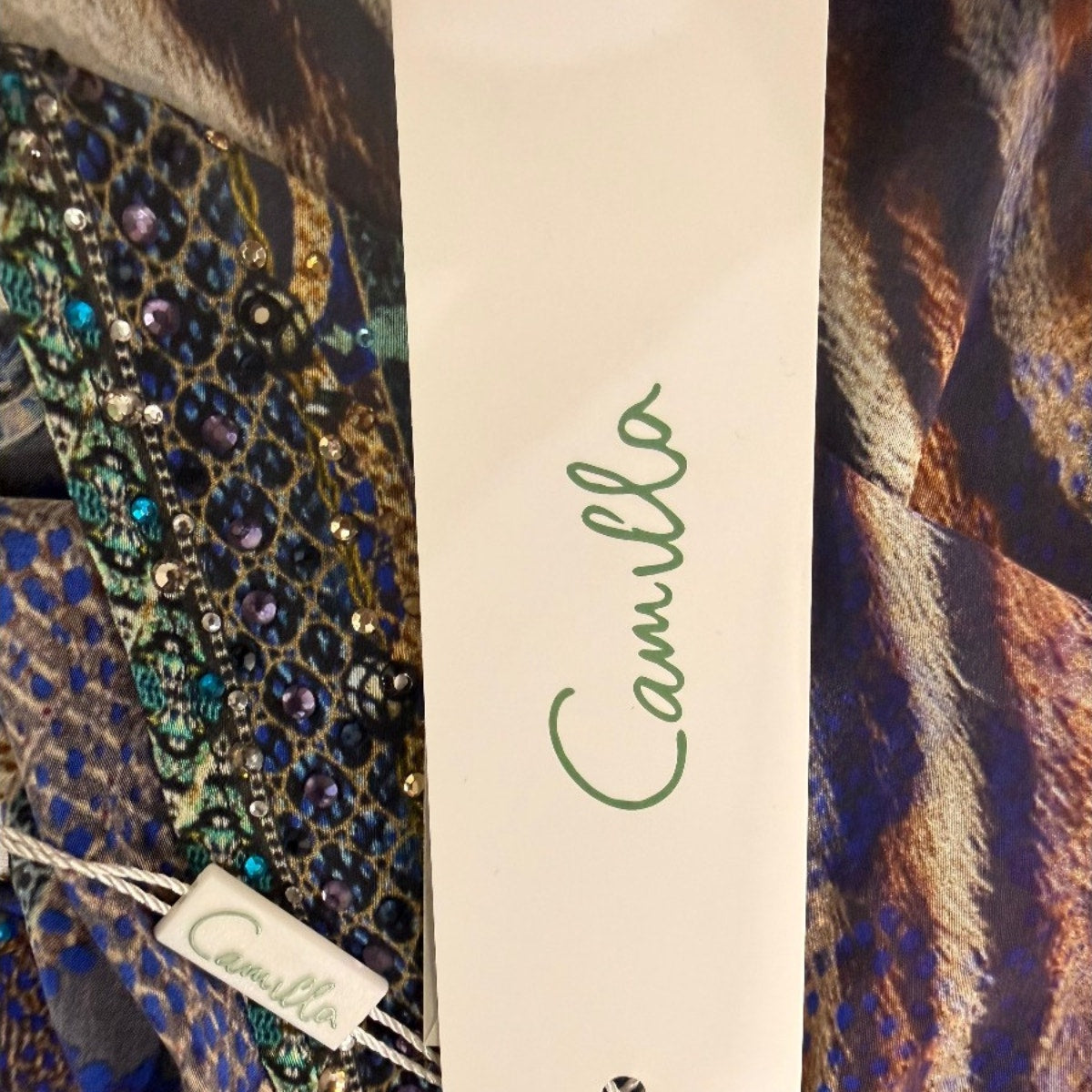 Camilla Silk Animal Print V-Neck Short Kaftan Dress