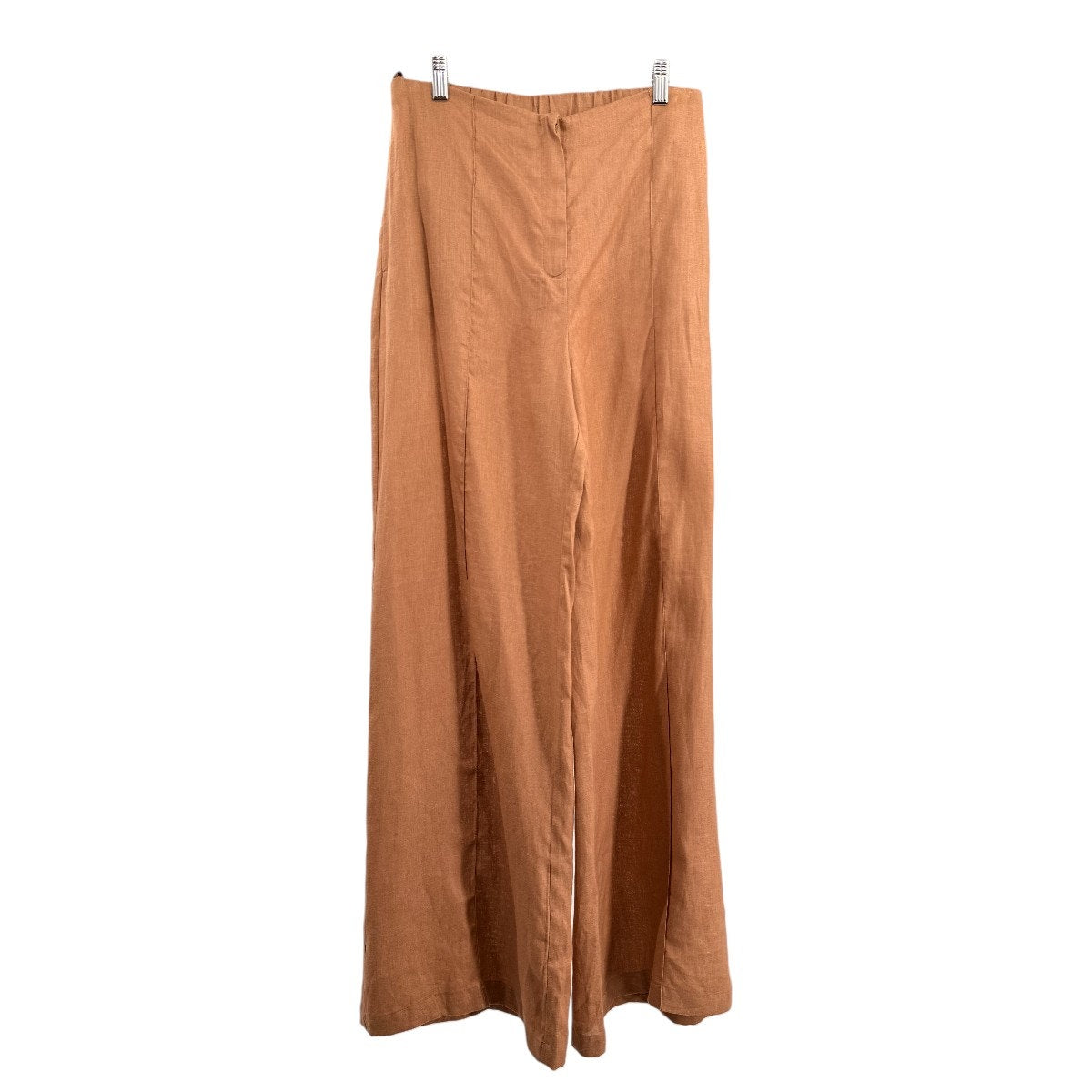 Padova Cala 100% Linen Wide Leg High Waist Trouser Pants Brown Size L / 12 New