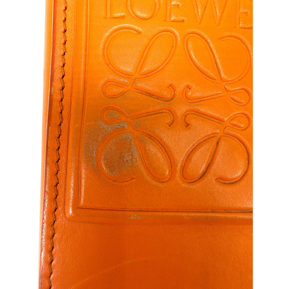Loewe Anagram Embossed Leather Compact Wallet Orange