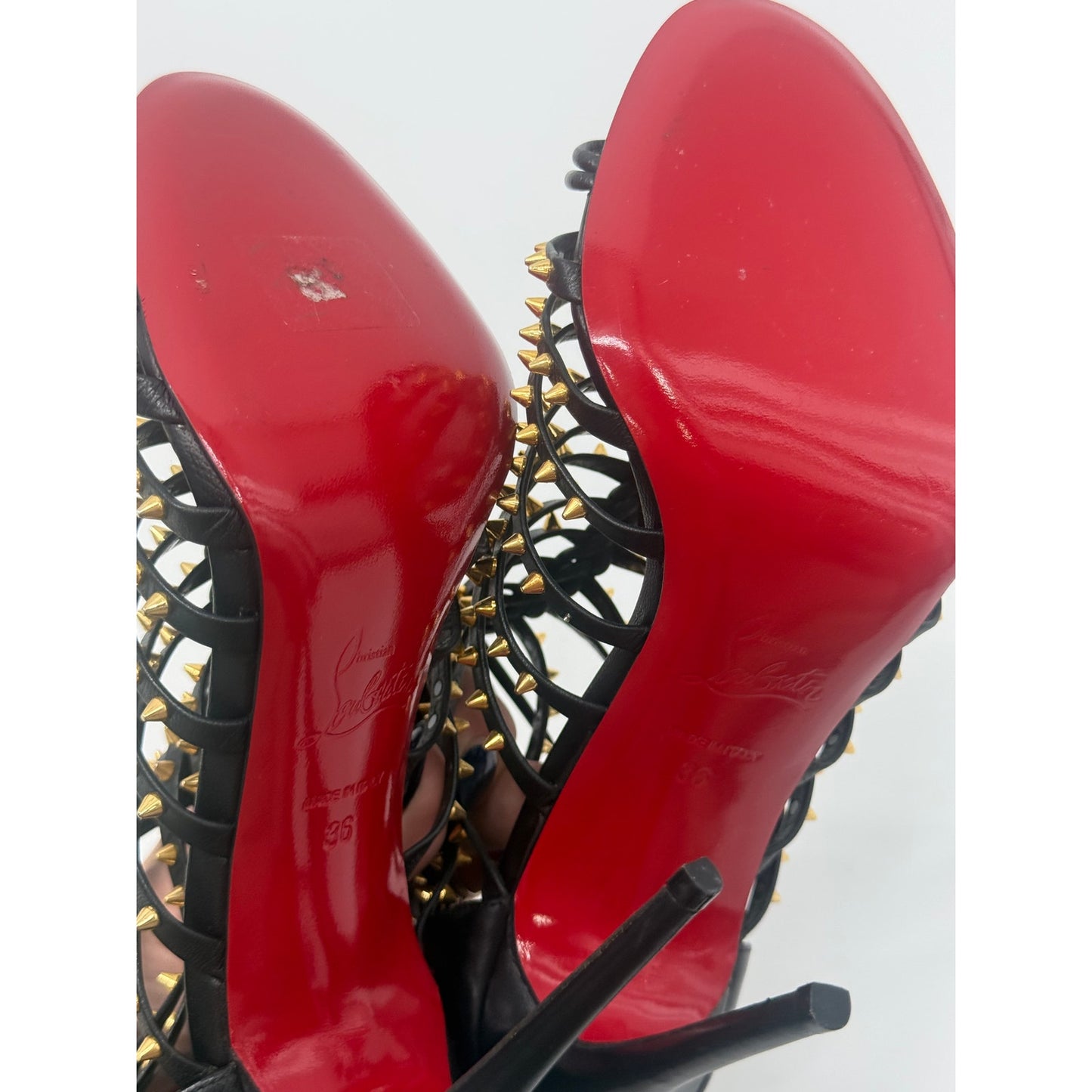 Christian Louboutin Leather Studded Millaclou Cage Sandals
