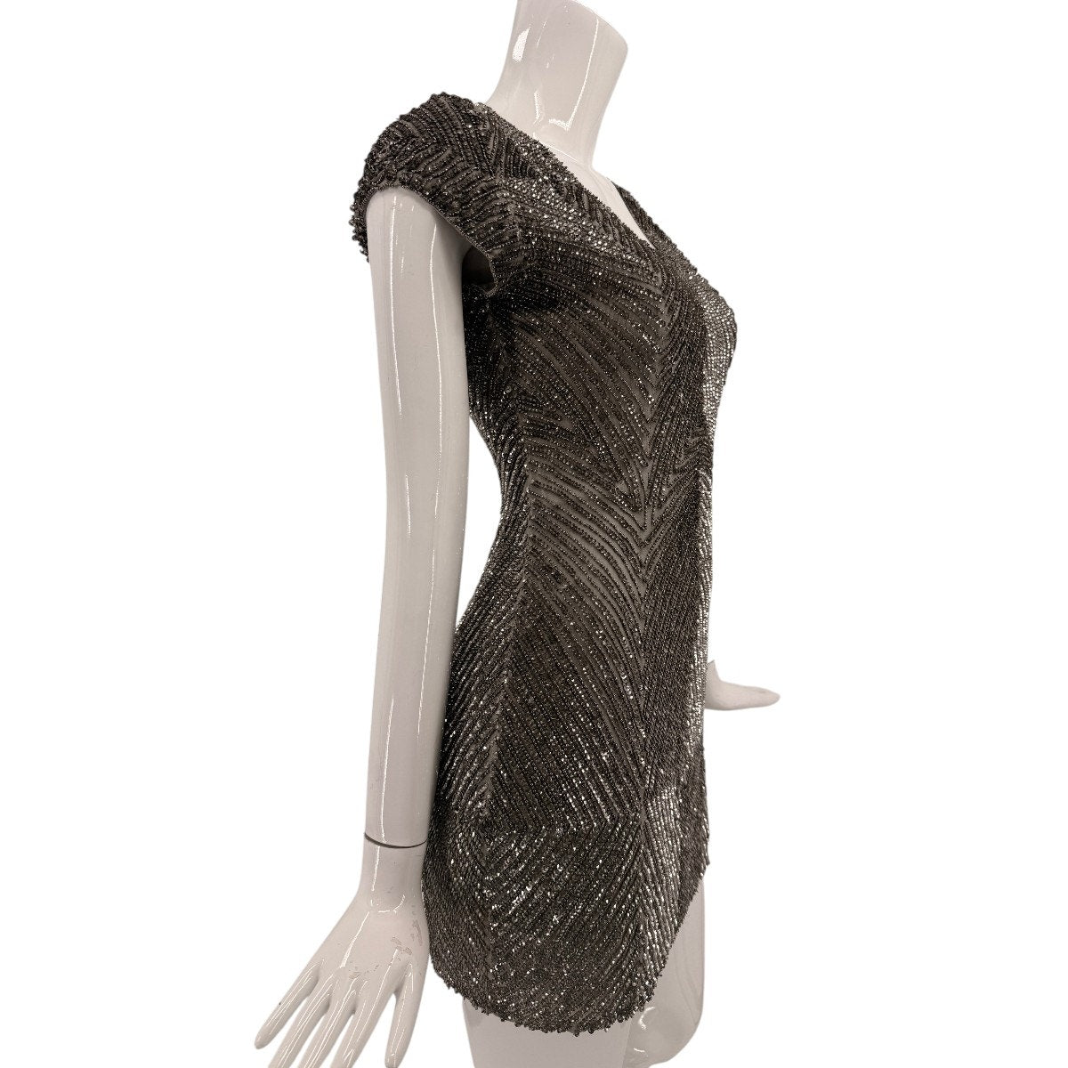 Parker Gray Ombre Sequin Silk Short Sleeve Cocktail Party Mini Dress Size Small