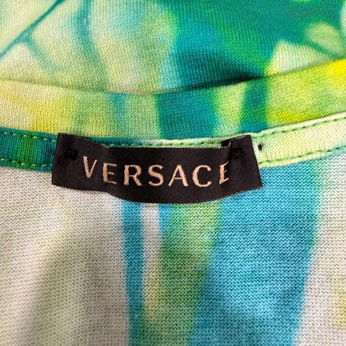 Versace Cotton Jersey Tie-Dye Medusa Print T-Shirt Green Women's Size 38