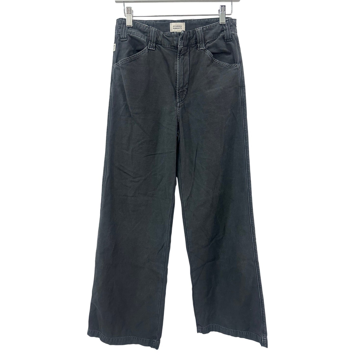Citizens of Humanity Black Paloma Cotton Wide Leg Utility Trouser  Womens