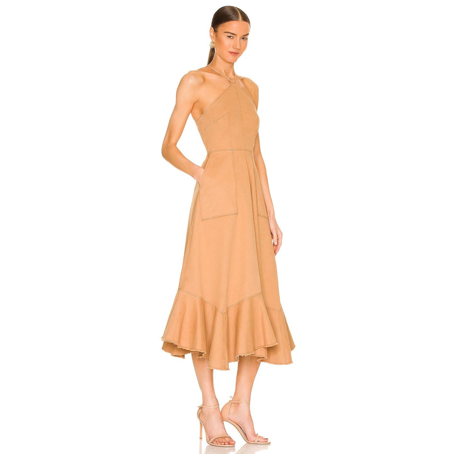 Cinq A Sept Cotton Audrey Halter Asymmetrical Midi Dress Women's