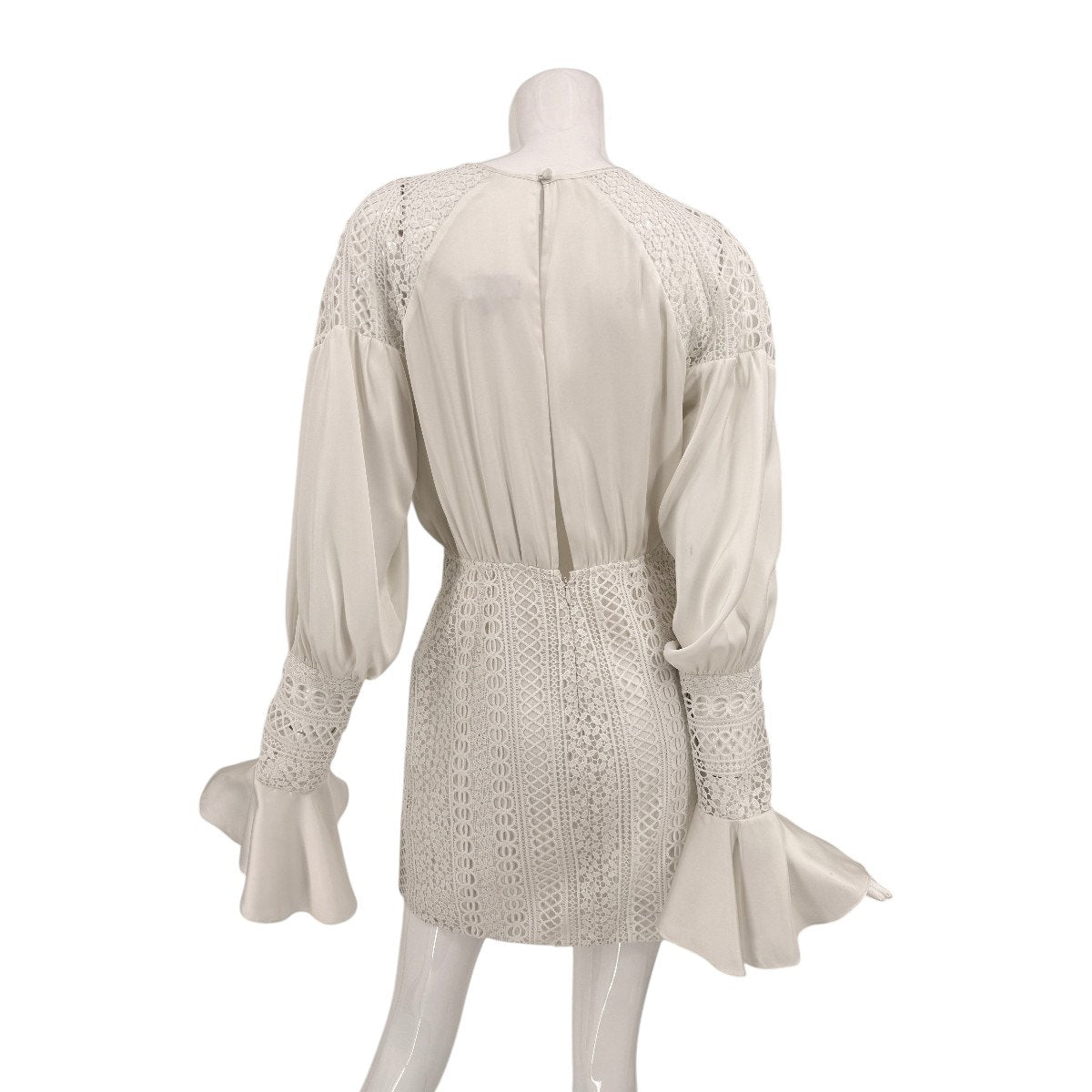 Michael Costello Shandy Lace Trim Long Sleeve Mini Dress White Women's Size M