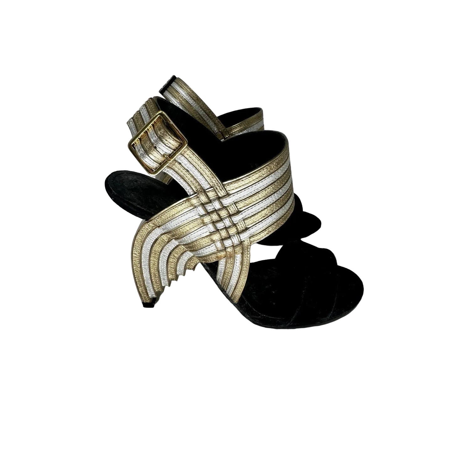Salvatore Ferragamo Suede Lenny Leather Strap Heels Sandals
