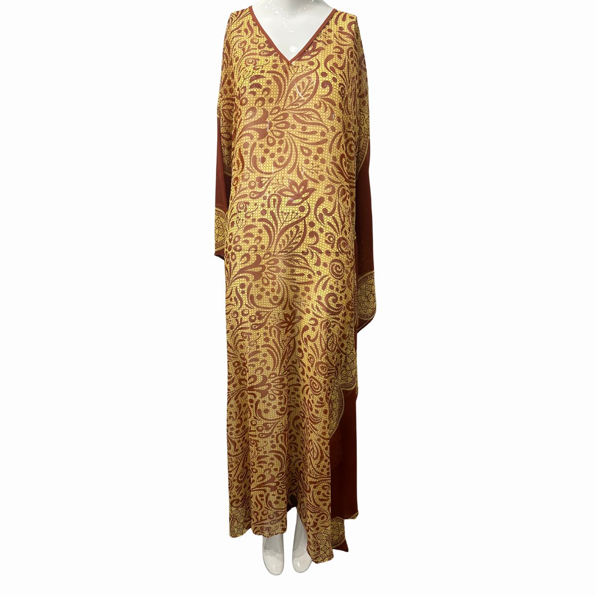 Elsa Cohen Printed Batwing Sleeves Caftan Maxi Dress