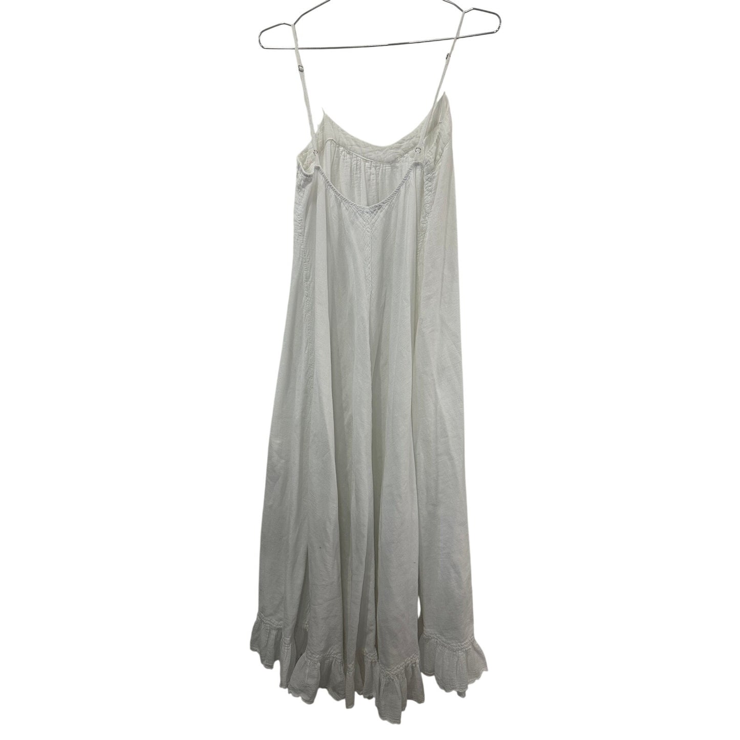 Devotion Cotton Ruffle Accent Side Slit Maxi Tank Dress White Women's Size Small