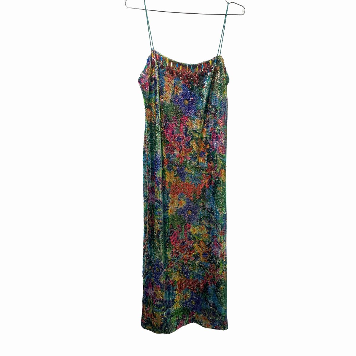 Alexis Aiya Beaded Sequin Spaghetti Strap Midi Dress
