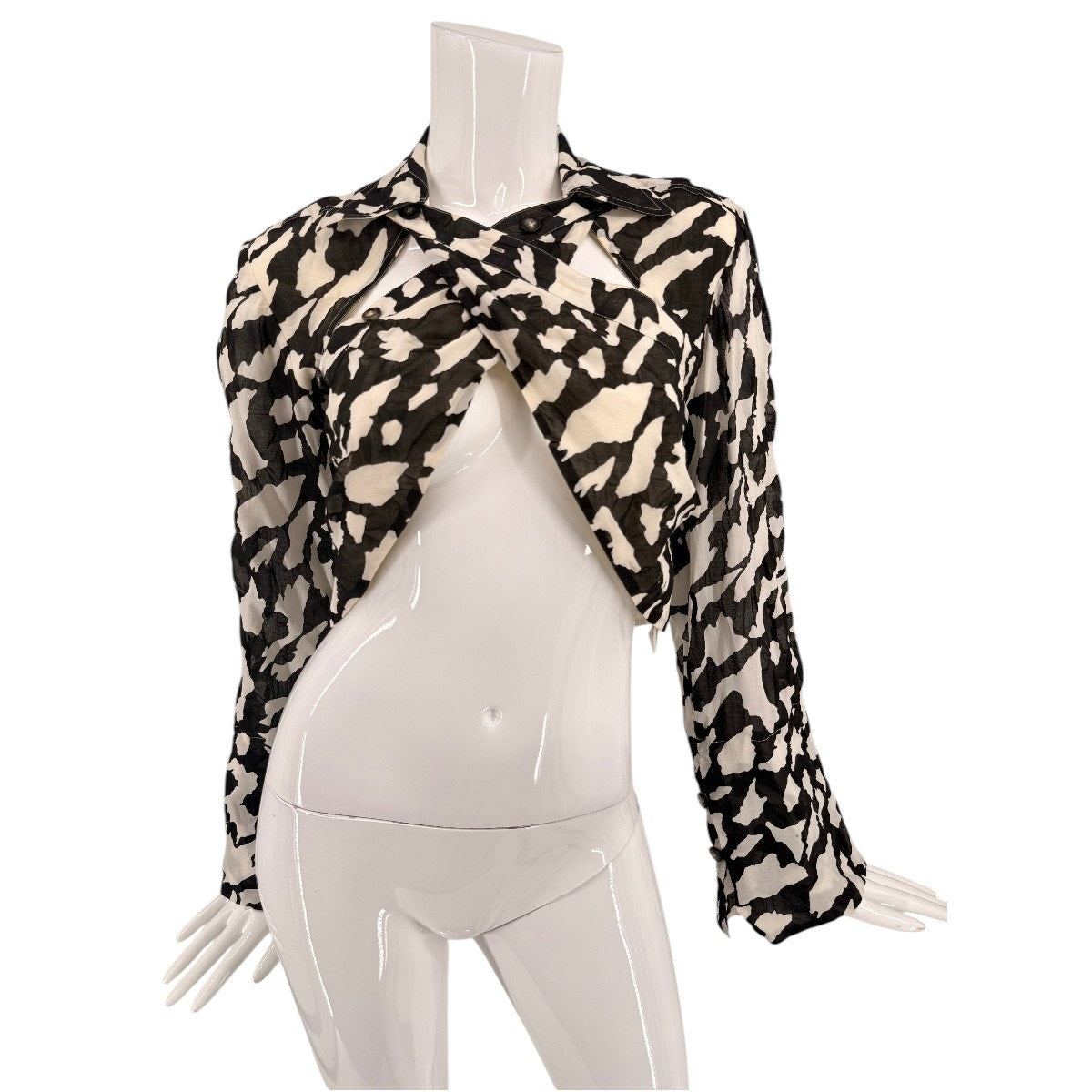Nanushka Loiza Graphic Print Cotton Wrap Crop Top