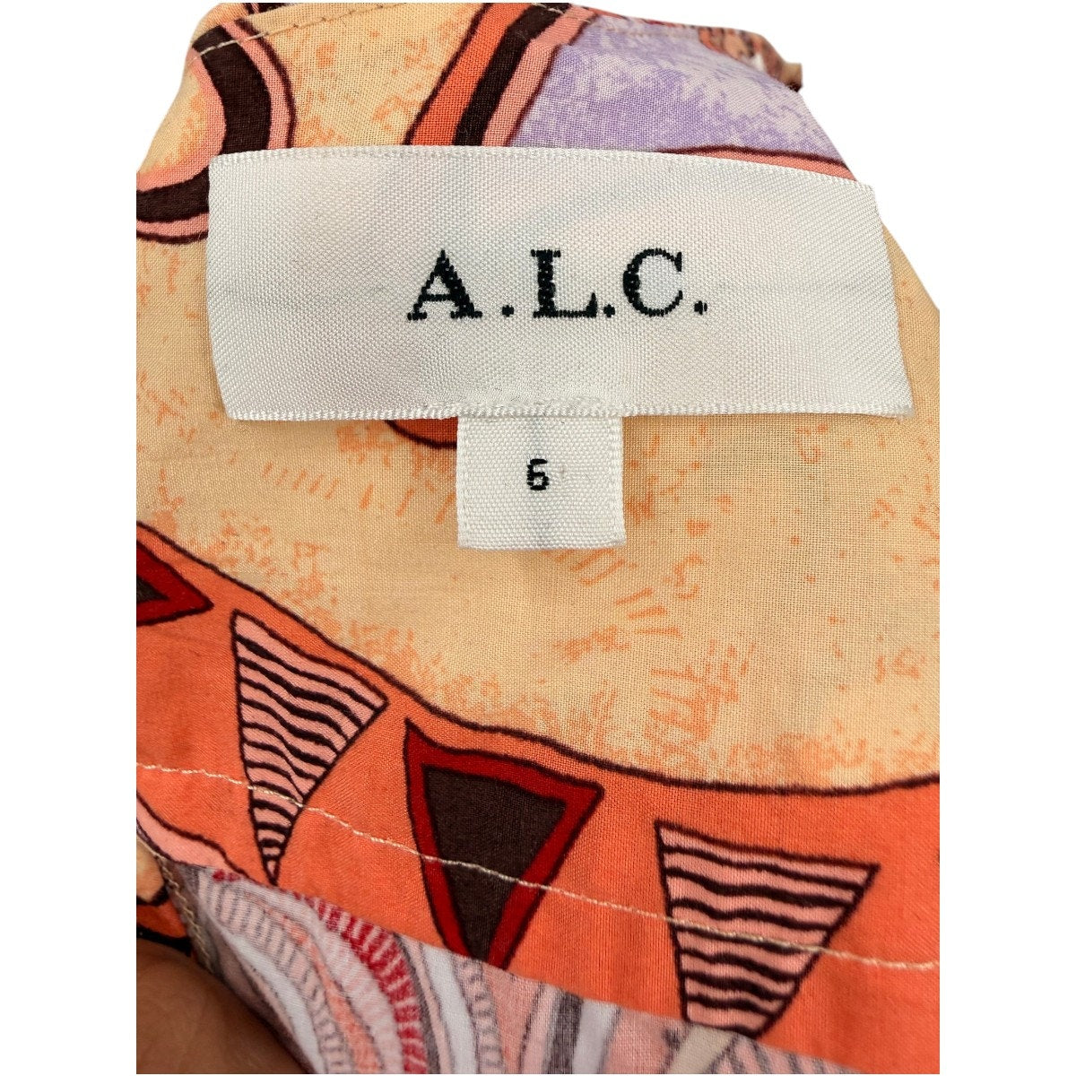 A.L.C. Cotton Blend Abstract Print V-Neck Cut Out Maxi Dress