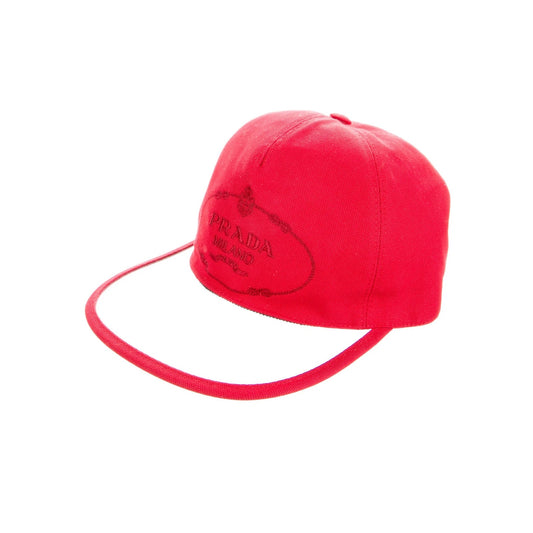 Prada Logo Crest Embroidered Baseball Cap with Clear PVC Brim