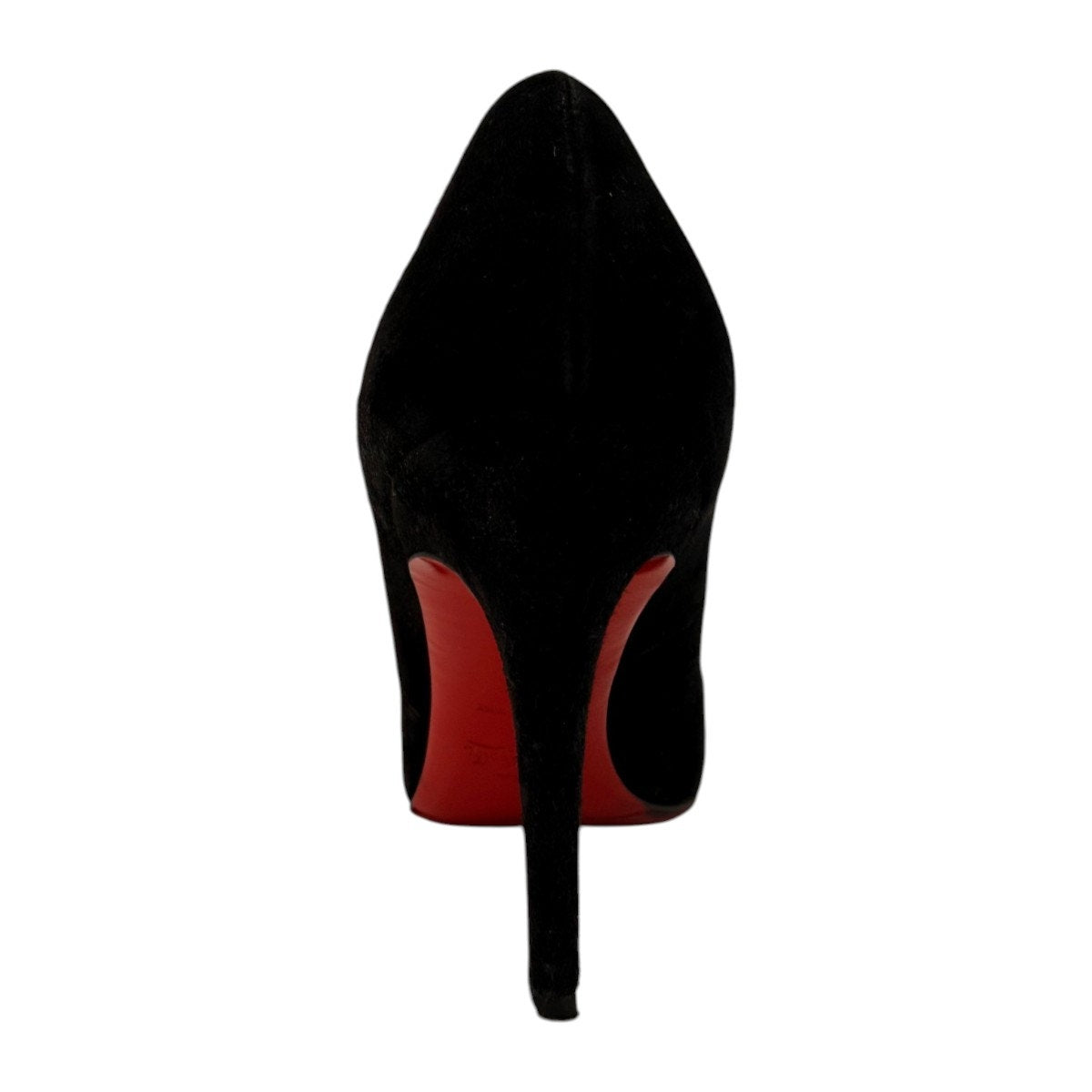 Christian Louboutin Black Suede Round Toe Slip On High Heel Pumps