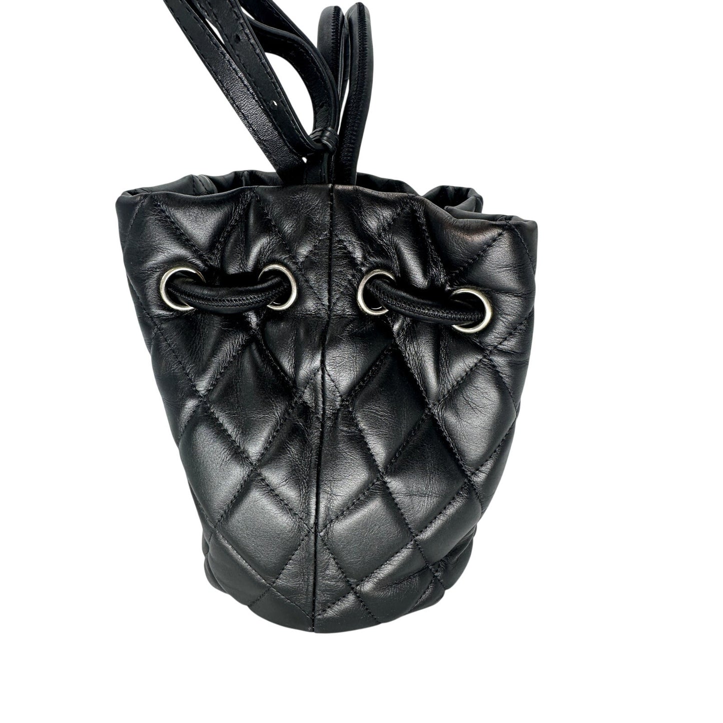 Balenciaga Leather Quilted B Logo Bucket Bag