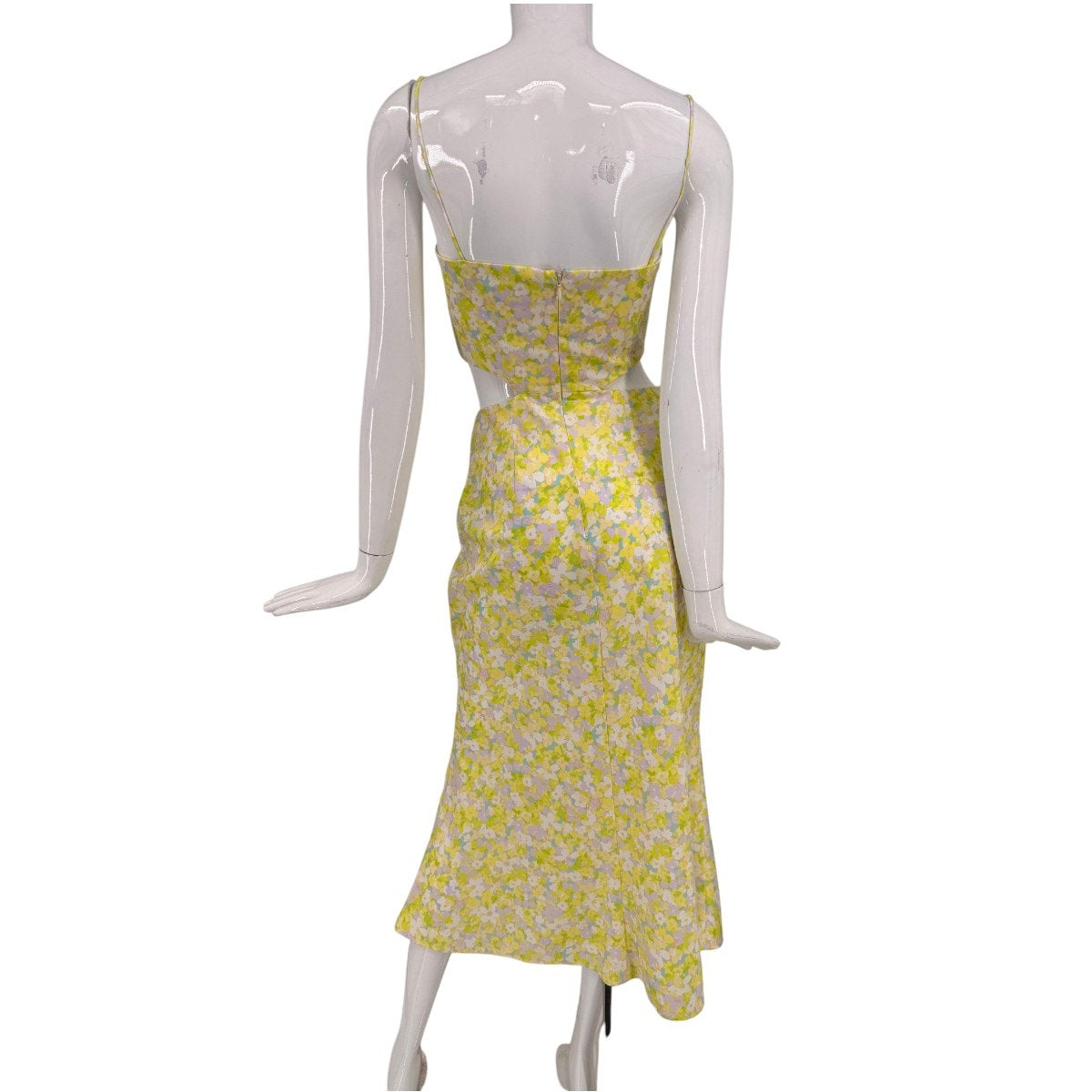 Misha Summer Ditsy Print Everlyn Front Tie Cut-Out Midi Dress