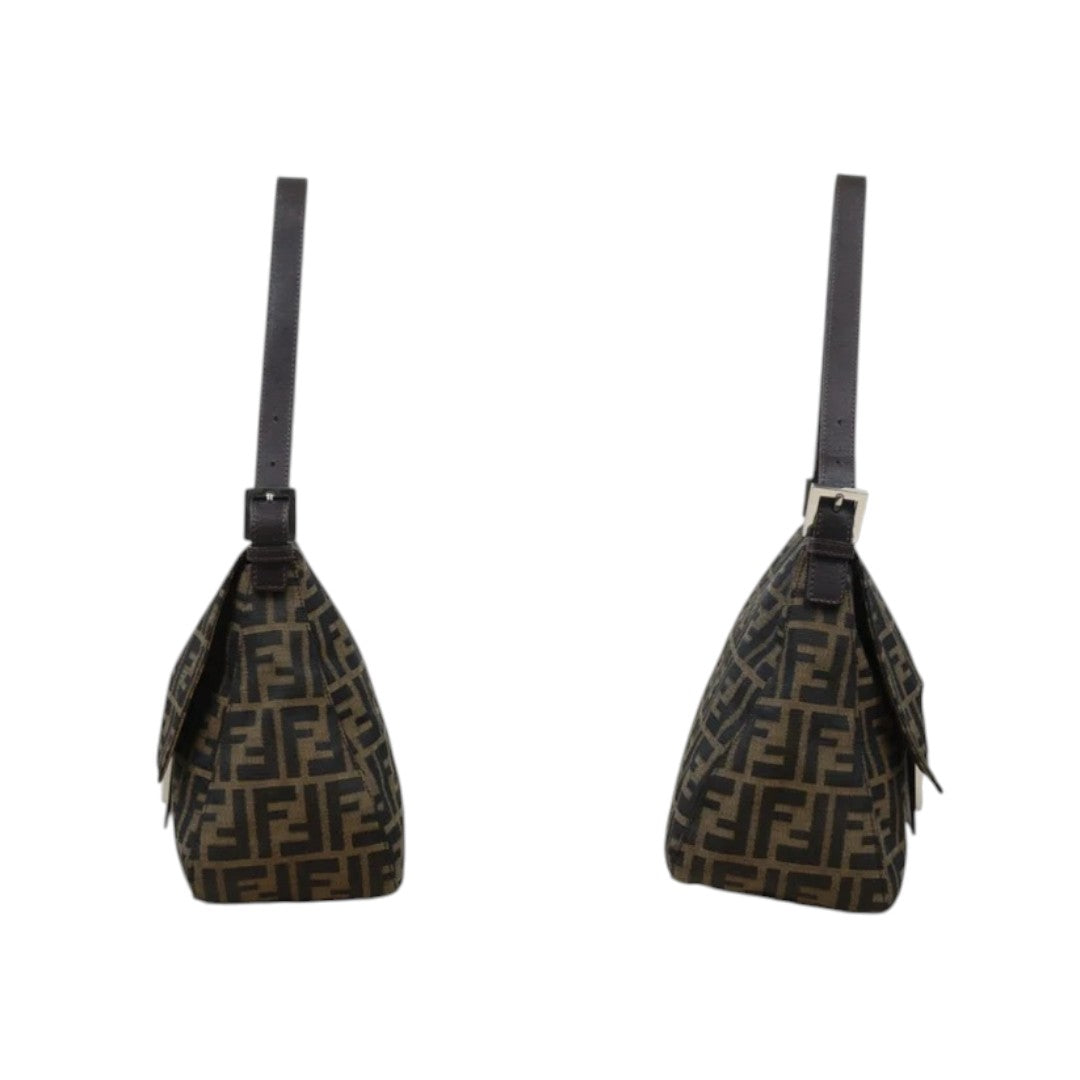 Fendi Vintage Brown Mamma Baguette Zucca-Pattern Shoulder Bag