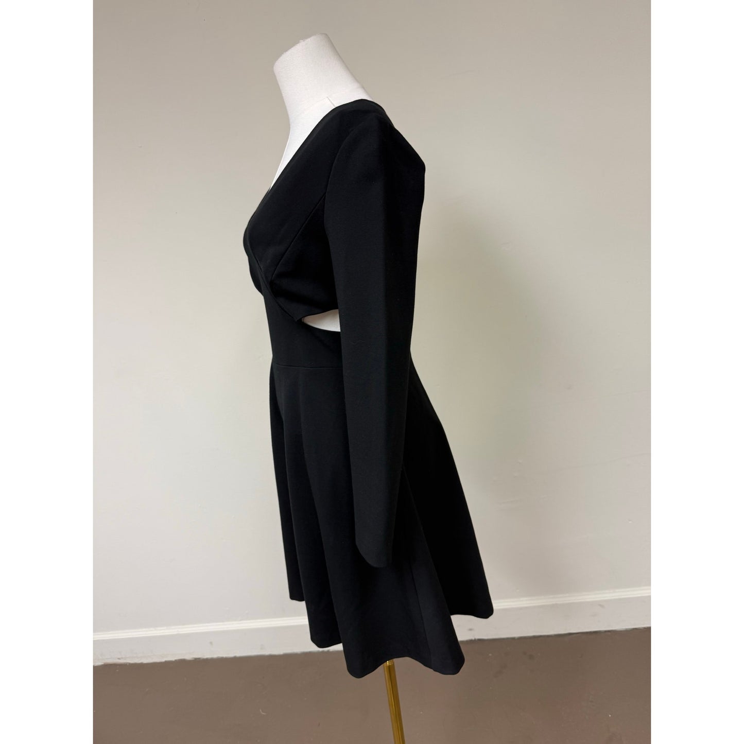 Halston Heritage Long Sleeve Mini Dress V-Neck Cutouts Women's