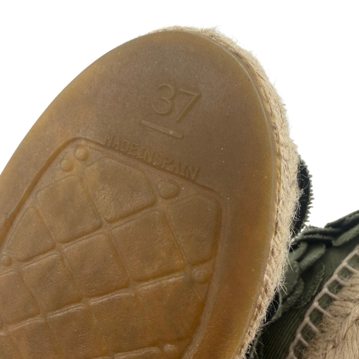 Chanel Camellia Espadrilles Olive Green Slip On Canvas Flats Size 37 / US 6.5