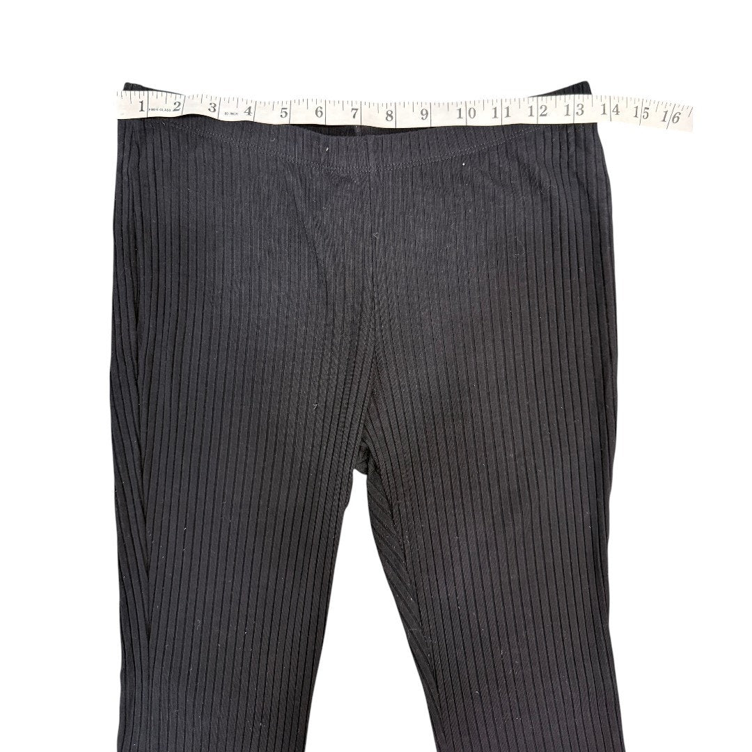 Promesa Black Ribbed Knit Bell Bottom Pull On Flare Pants